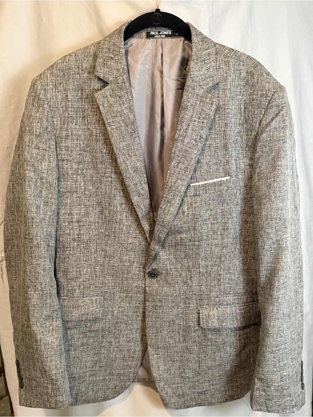 Paul Jones Men’s Gray Blazer Sport Coat Size L Textured Two Button Jacket 40-42